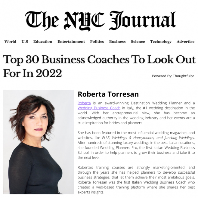 NYC Journal Roberta Torresan wedding business coach